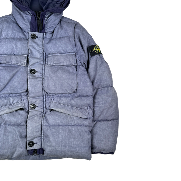 Stone Island Purple Lino Resinato Down-TC Puffer Jacket - Small