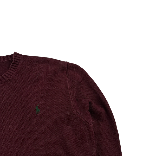 Ralph Lauren Wine Knit Crewneck Jumper - Large