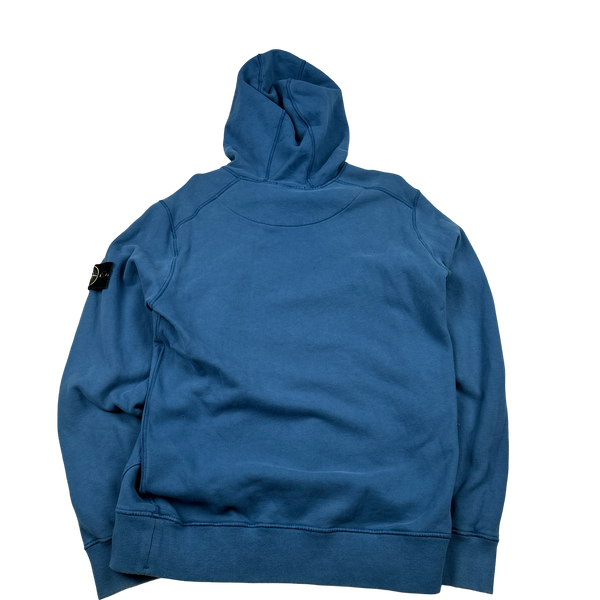 Stone Island 2020 Blue Cotton Pullover Hoodie - Large