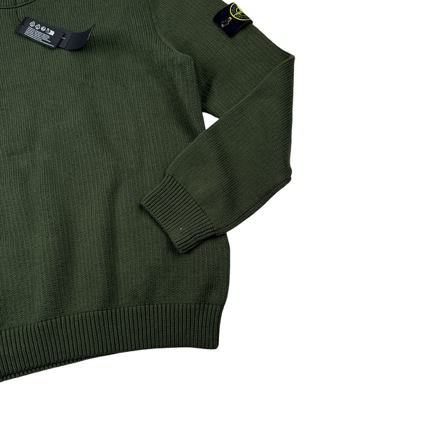 Stone Island 2025 Green Winter Cotton Crewneck Knit Jumper - Large