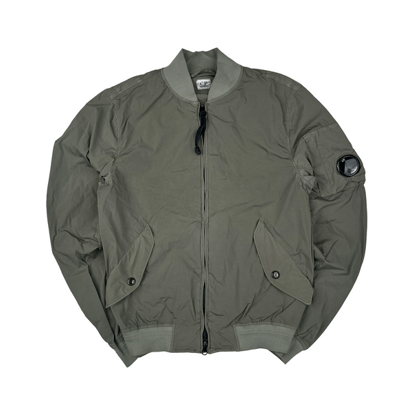 CP Company Grey Nycra Lens View Bomber Jacket - Medium
