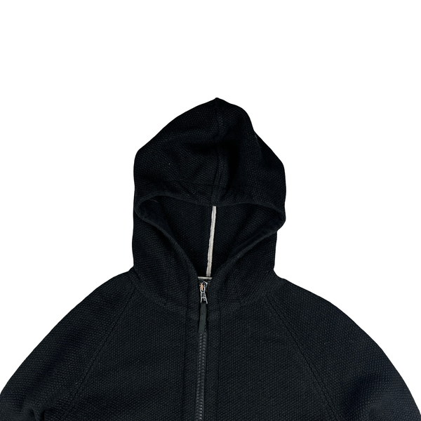 Stone Island 2002 Black Thick Knitted Hooded Compass Jumper - XL