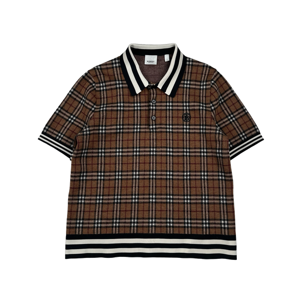 Burberry Nova Check Wool Polo Shirt - Large