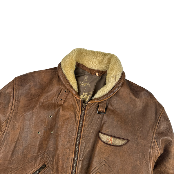 Leather Vintage Flight Dakota Shearling Bomber Jacket - Small