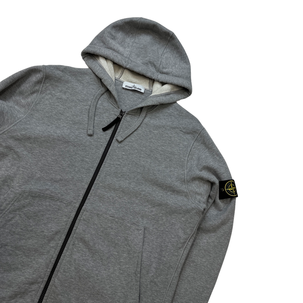 Stone Island 2020 Light Grey Zipped Cotton Hoodie - XL