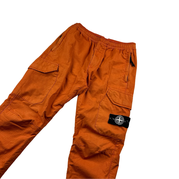 Stone Island 2019 Orange Reflective Weave Cargo Trousers - 30"