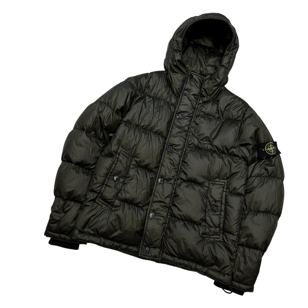 Stone Island Dark Khaki Garment Dyed Puffer Jacket  - Medium