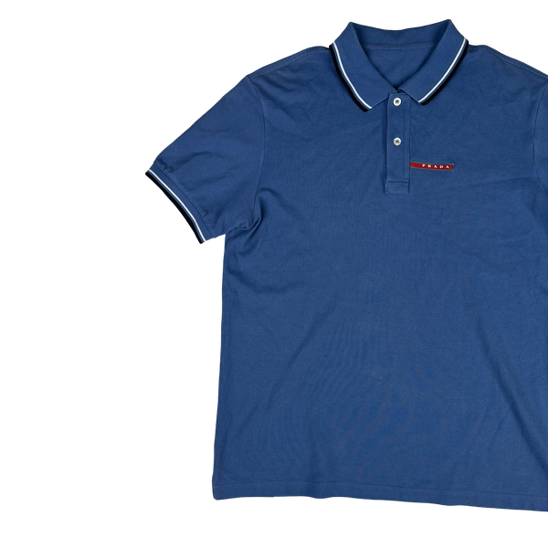 Prada Blue Cotton Polo Shirt -XL