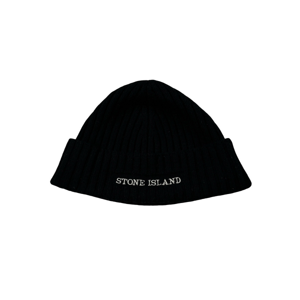 Stone Island 2002 Black Wool Spellout Beanie
