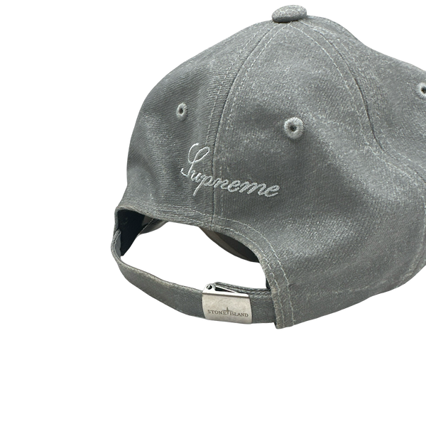 Stone Island X Supreme 2023 Reflective Denim Spellout Cap