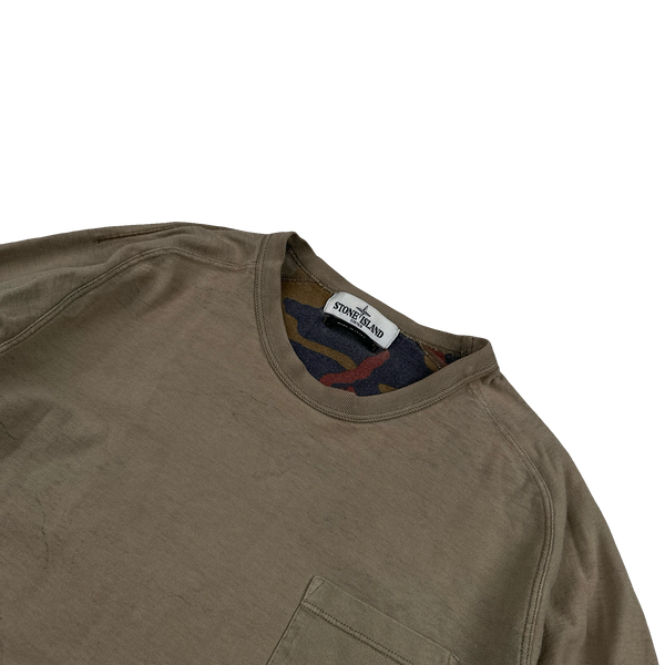 Stone Island 2012 Brown Archive Camo Lined Rolled Sleeved T-Shirt - Large