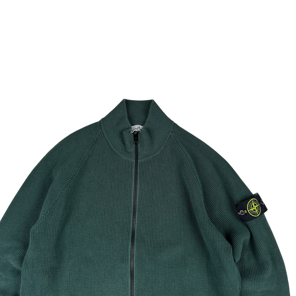 Stone Island 2023 Pine Green Ribbed Zipup Jumper - Large