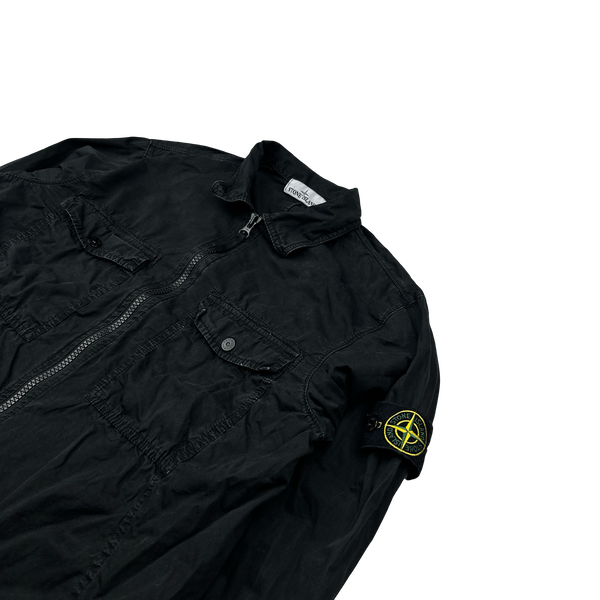 Stone Island 2019 Black Cotton Zipped Overshirt - Large
