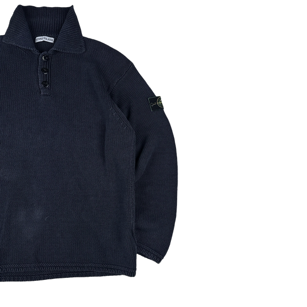 Stone Island Vintage 1998 Navy Knitted Cotton Jumper - XL
