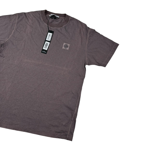 Stone Island 2022 Purple Garment Dyed Patch T Shirt - Large