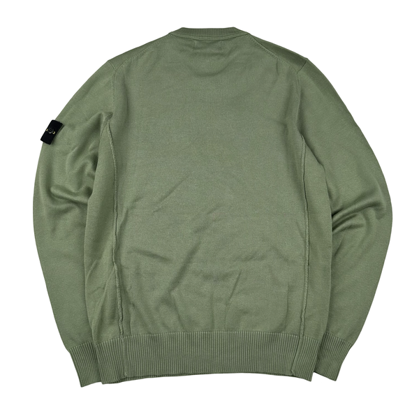 Stone Island Olive Green Lightweight Knitted Crewneck - Small