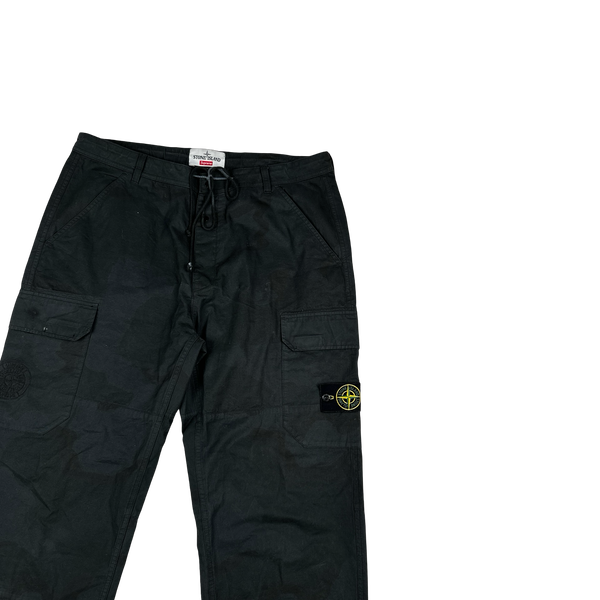 Stone Island x Supreme 2019 Navy Brushed Cotton 2C Camo OVD Cargo Trousers- 34"