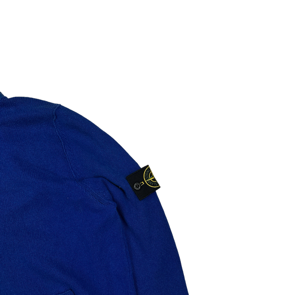 Stone Island 2012 Blue Cotton Knit Mussola Hood Zipped Hoodie - Medium