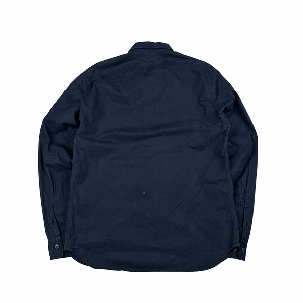 CP Company Navy Buttoned Cotton Lens View Overshirt - Large
