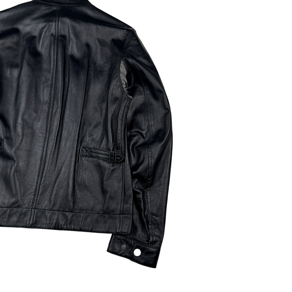 Belstaff Black Multi Pocket Leather Zipped Lightweight Jacket - XL