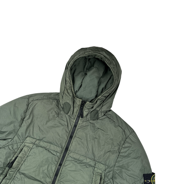 Stone Island 2020 Moss Green Crinkle Reps Puffer Jacket Large Mat's
