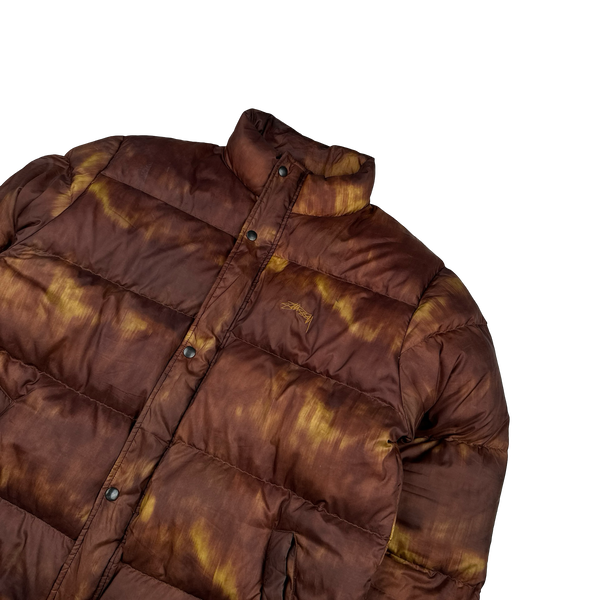 Stussy Tortoise Shell Tie Dye Puffer Jacket - Large