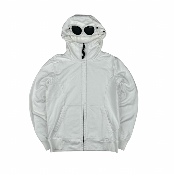 CP Company White Cotton Goggle Hoodie - Large