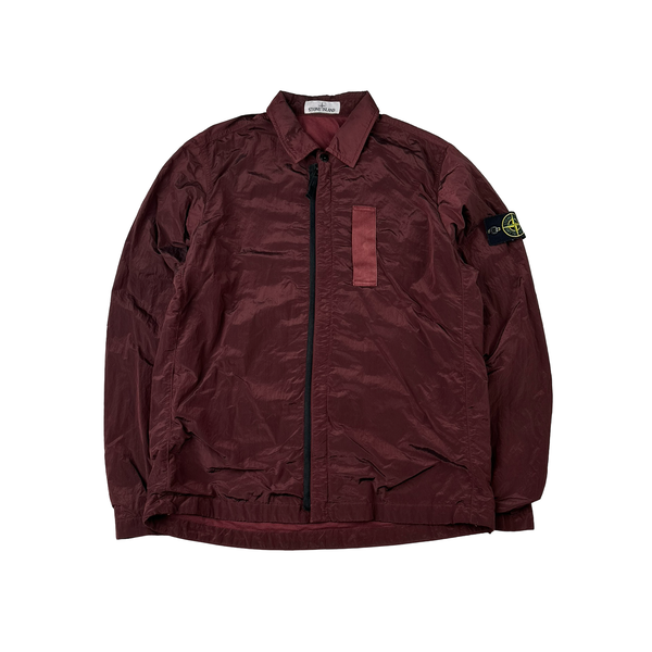 Stone Island 2017 Maroon Nylon Metal Shimmer Overshirt - Medium