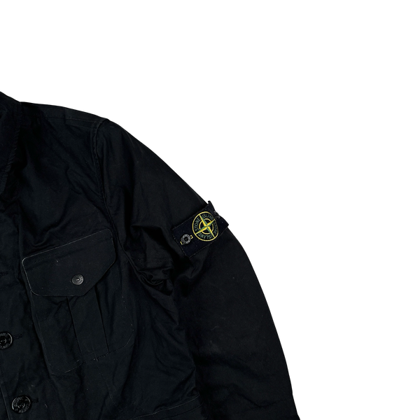 Stone Island 2007 Black Cotton Ventile Buttoned Blazer Jacket - Small