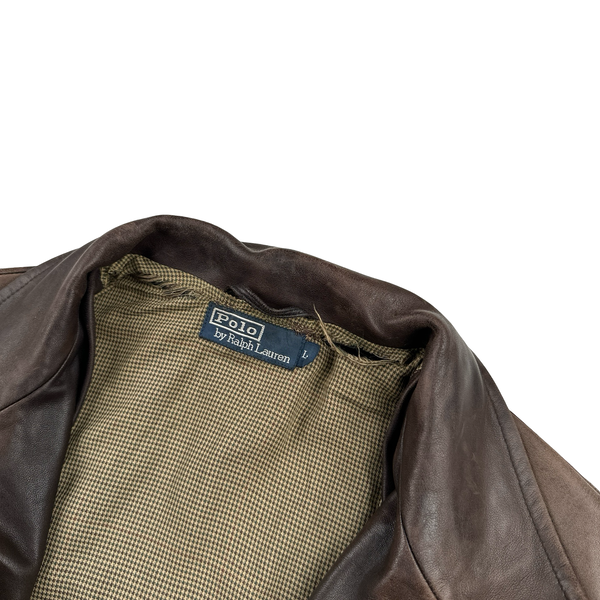 Ralph Lauren Brown Heavyweight Leather Jacket - Large