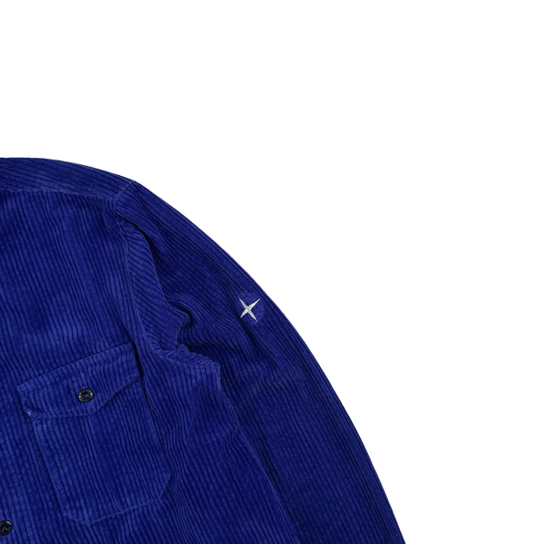 Stone Island 2021 Blue Thick Jumbo Corduroy Overshirt - Large