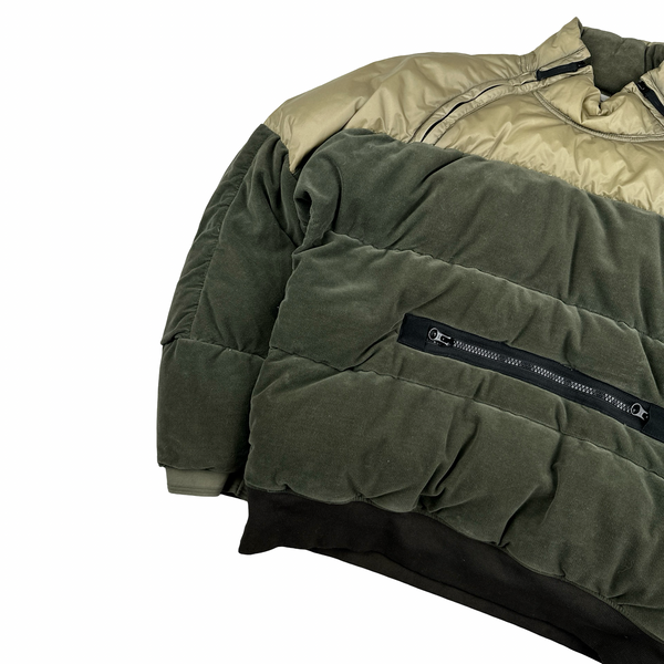Stone Island 2018 Khaki Cotton Velvet Down TC Reverse Lamy Flock Puffer - Large