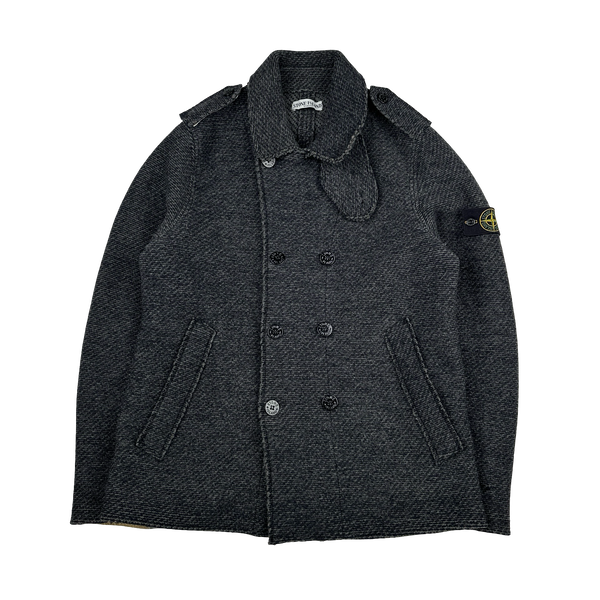 Stone Island 2009 Heavyweight Wool Double Breasted Knit Jacket - XL