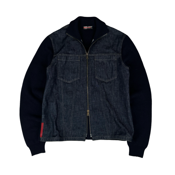 Prada Red Tab Denim Collared Jacket - XL