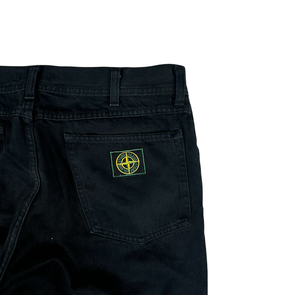 Stone Island 90's Vintage Green Edge Black Denim Jeans - 34"
