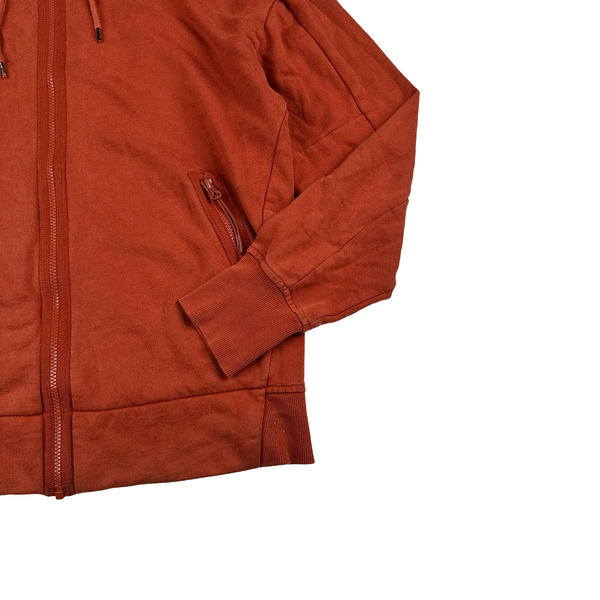 CP Company Orange Cotton Goggle Hoodie - Large