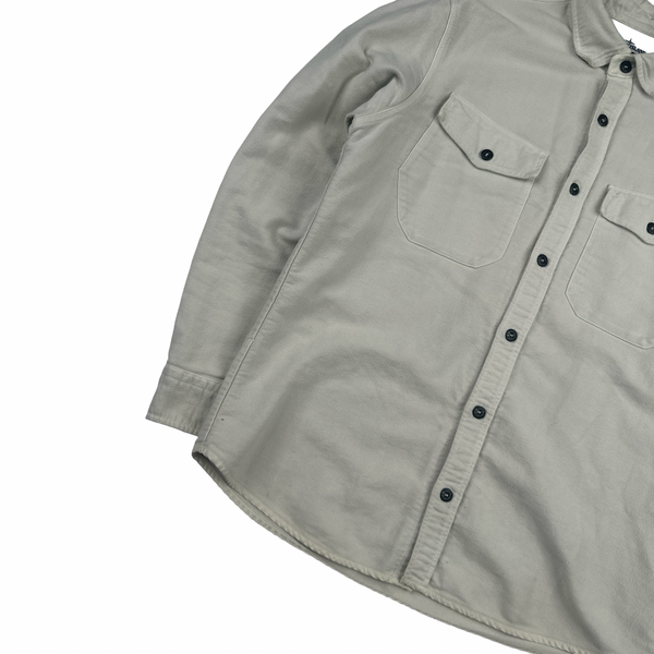 Stone Island Cream Thick Brushed Cotton Overshirt - Large