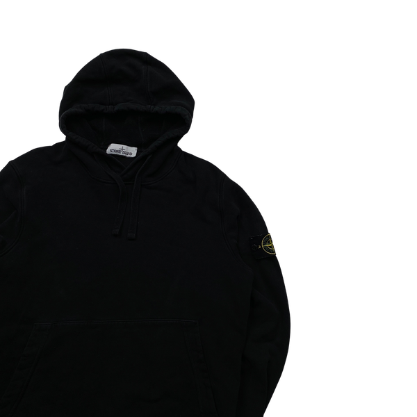 Stone Island 2020 Black Cotton Pullover Hoodie - Medium