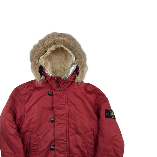 Stone Island 2015 Silver Sherling Liner Fur Hood David TC Jacket - Medium