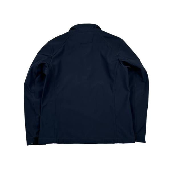 CP Company Blue Fleece Lined Soft Shell Lens Viewer Bomber - Medium