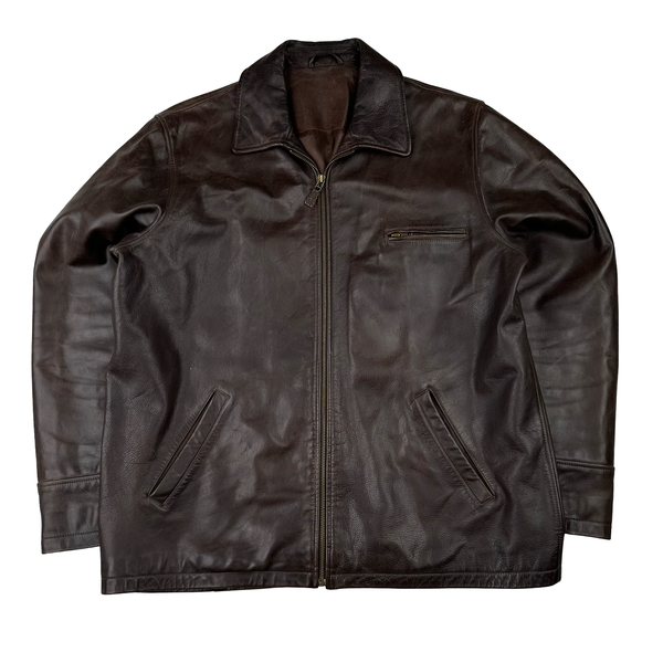 Blue Harbour Brown Heavyweight Leather Jacket - Large