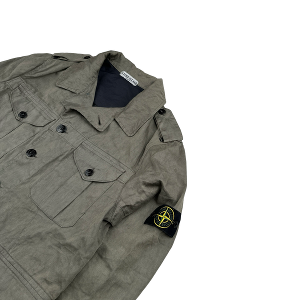 Stone Island 2006 Brown Lino Flax Collared Jacket - Medium