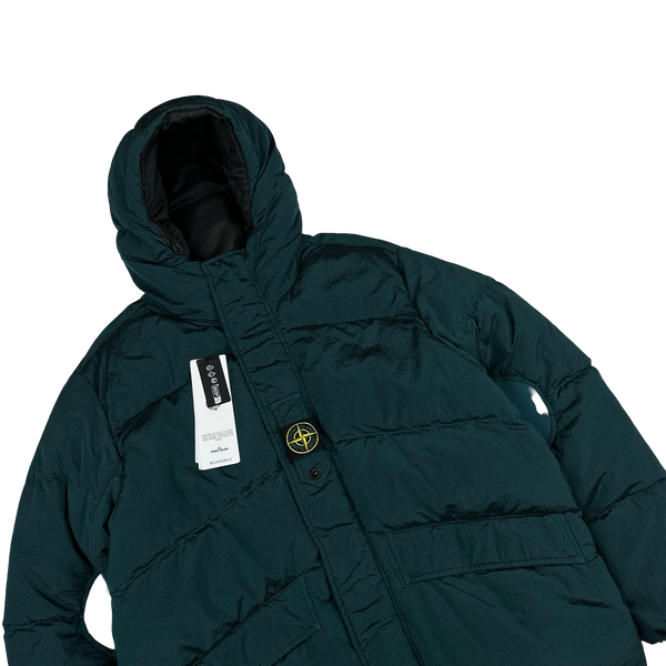Stone Island 2023 Sea Green Reversible Nylon Metal Down Centre Badge Puffer Jacket - Large