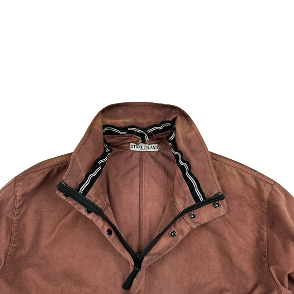 Stone Island 2006 Burgundy Cotton Blend Zipped Multi Pocket Jacket - XXL