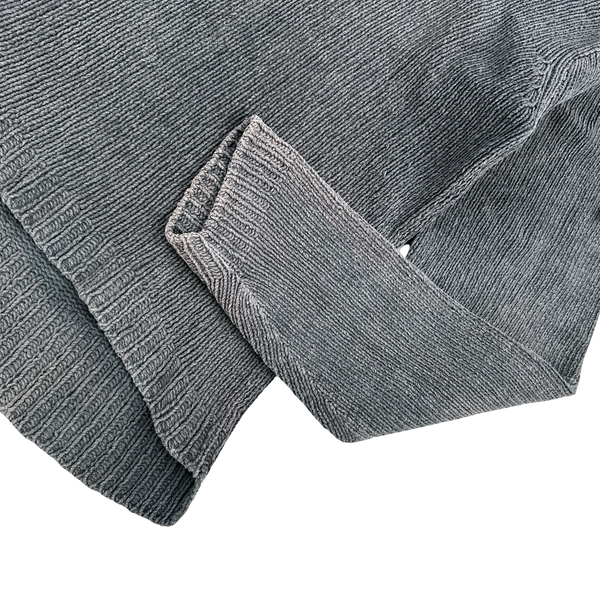 Stone Island 1993 Grey Knitted Chenille Green Edge Crewneck Pullover - Medium