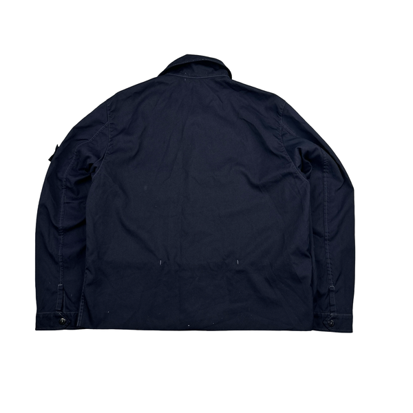 Stone Island 2003 Navy Contrast Stich Poly Overshirt - Large