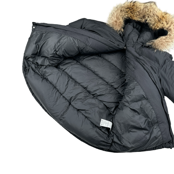 Montbell Down Filled Black Fur Hood Trim Puffer Jacket - Medium