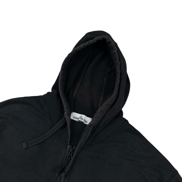 Stone Island 2021 Black Cotton Zipped Hoodie - 3XL