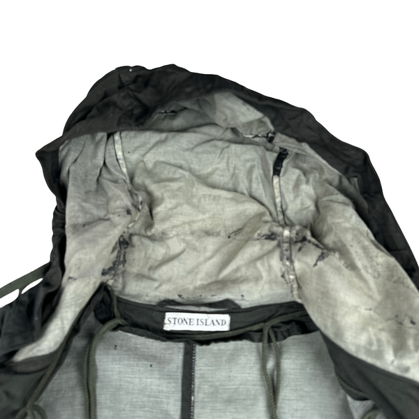 Stone Island Vintage Khaki Green Raso Gommato Long Jacket - XL