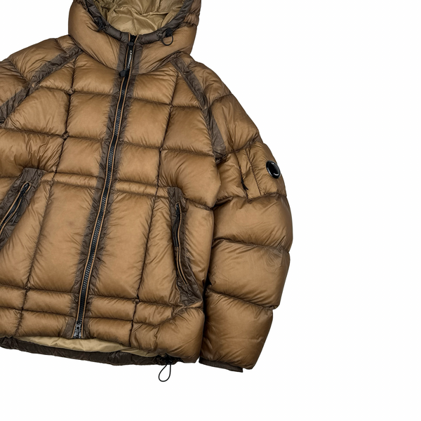 CP Company Brown Down Filled DD Shell Goggle Puffer Jacket - Large